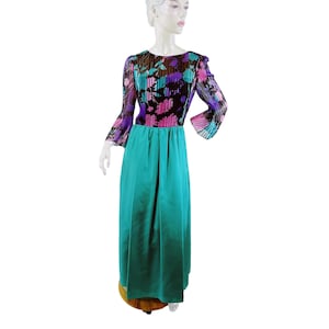1960s gown Posh by Jay Anderson sheer silk floral chiffon and taffeta Size M