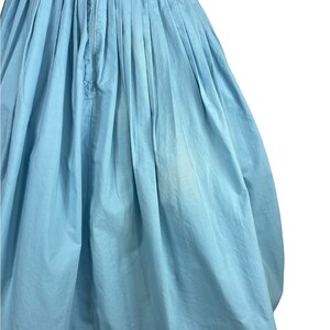 1950s 60s blue cotton pleated dress with lace bib bodice Size S image 7
