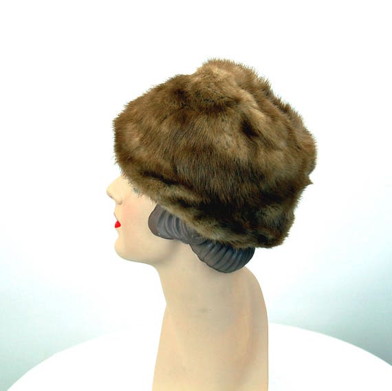1960s mink hat medium brown blond winter fur hat … - image 6