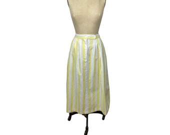 1980s striped skirt yellow white with pockets Size L
