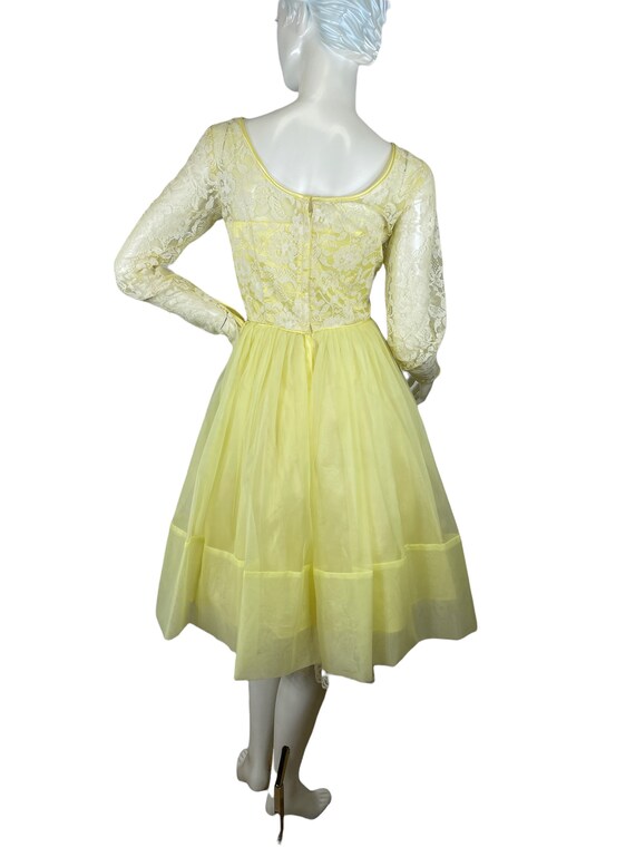 1960s yellow dress lace and chiffon bridesmaid pa… - image 3