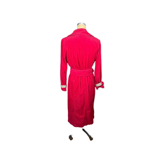 1990s red corduroy trench coat by Newport News Si… - image 2