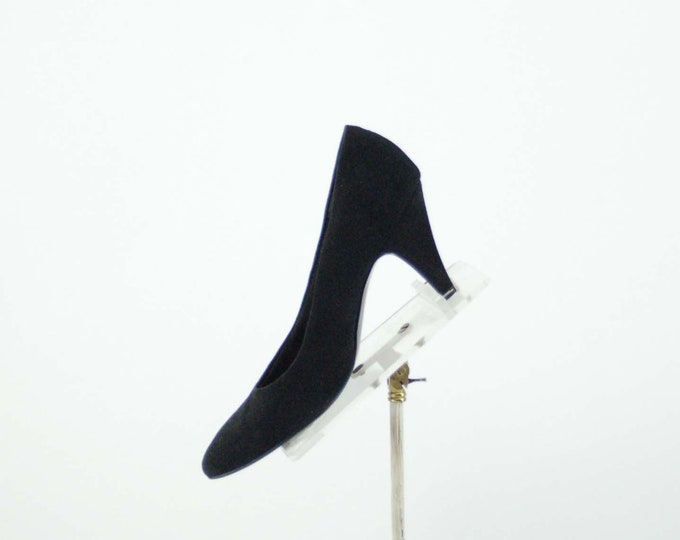 1980s Black Suede Heels Pumps Pointed Toe Heels by Joyce Size - Etsy