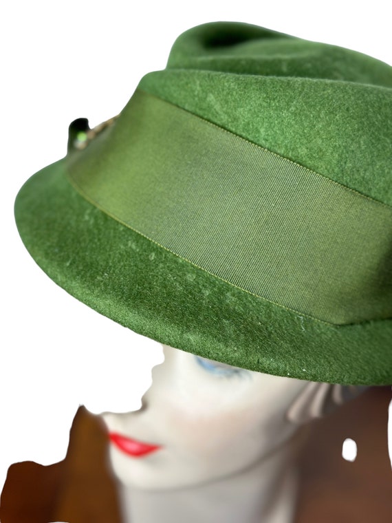 1940s green wool felt Glenover hat Size 22.5 - image 7