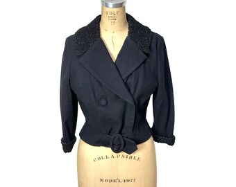 1940s/50s vintage black wool cropped jacket Size M/L