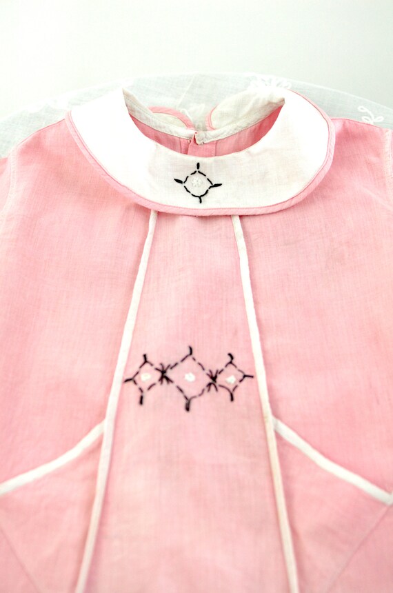 1920s 30s child's romper pink linen bubble with e… - image 3