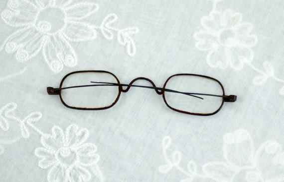 Antique eyeglasses metal iron frames rectangular … - image 5