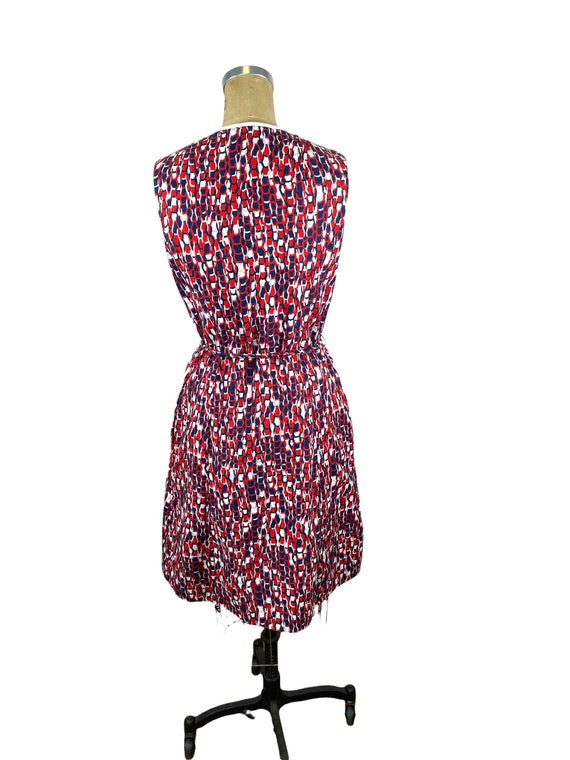 1960s cotton day dress in red white and blue Piqu… - image 3