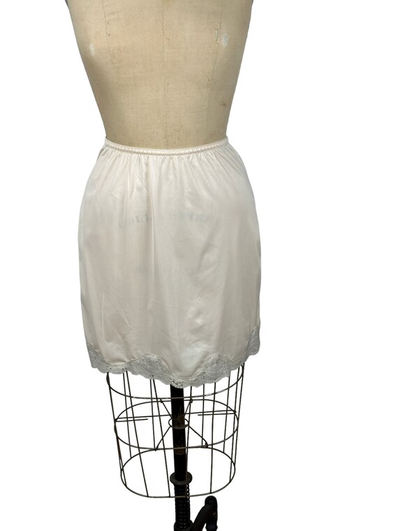 1960s short half slip mini skirt slip nylon and lace … Gem
