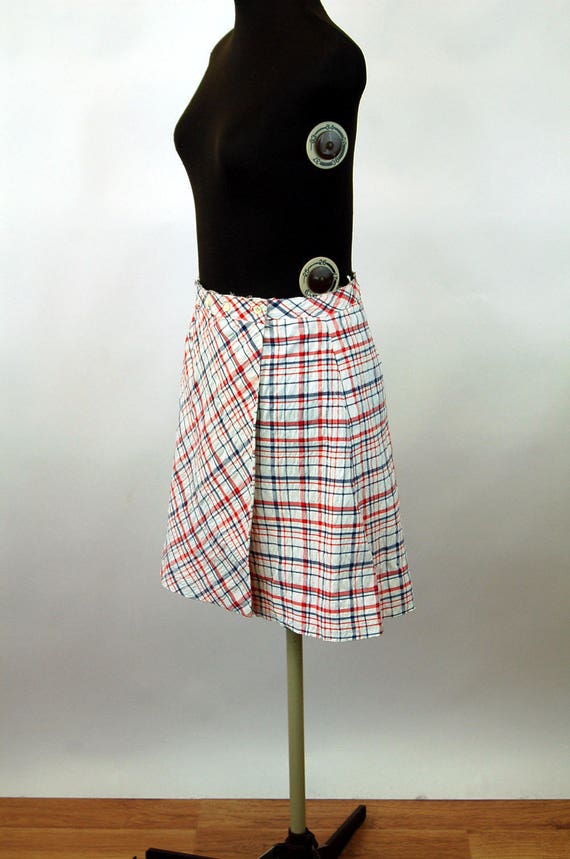 1960s tennis skirt skort plaid seersucker shorts … - image 3