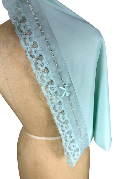 1970s short half slip mint green with embroidery … - image 6