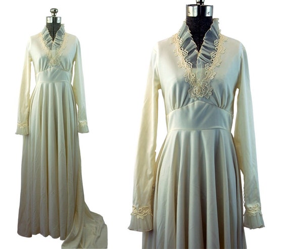 1970s wedding gown dress Edythe Vincent for Alfre… - image 1