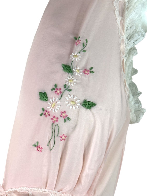 1970s nightgown with hand embroidered flowers by … - image 5