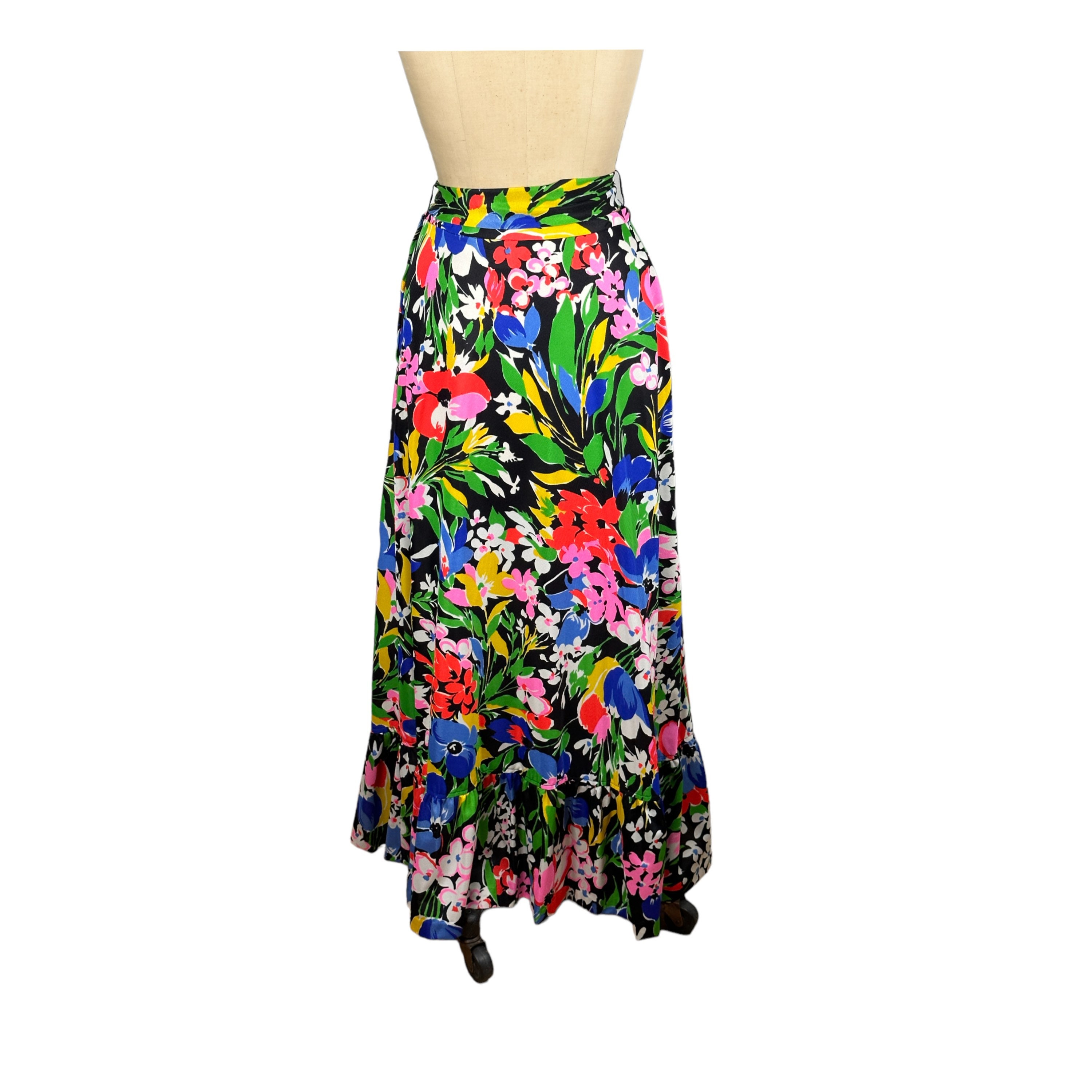 1960s 70s Floral Maxi Peasant Skirt With Ruffled Hem by Century of Boston Size M Etsy