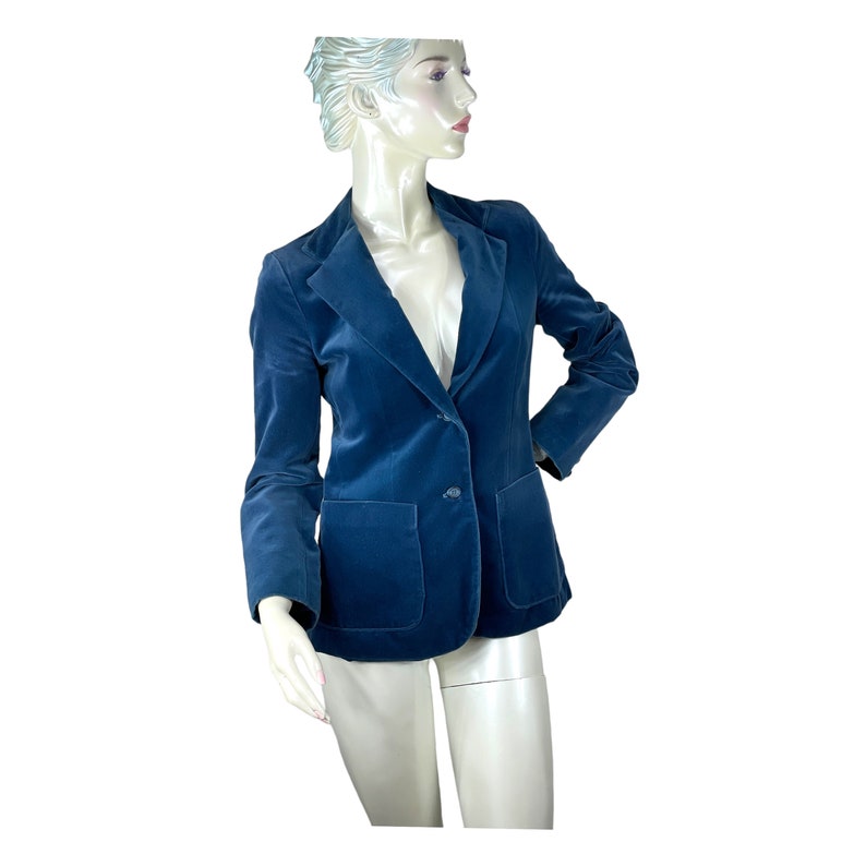 1970s Blue Velvet Blazer With Pockets Size S/M Etsy