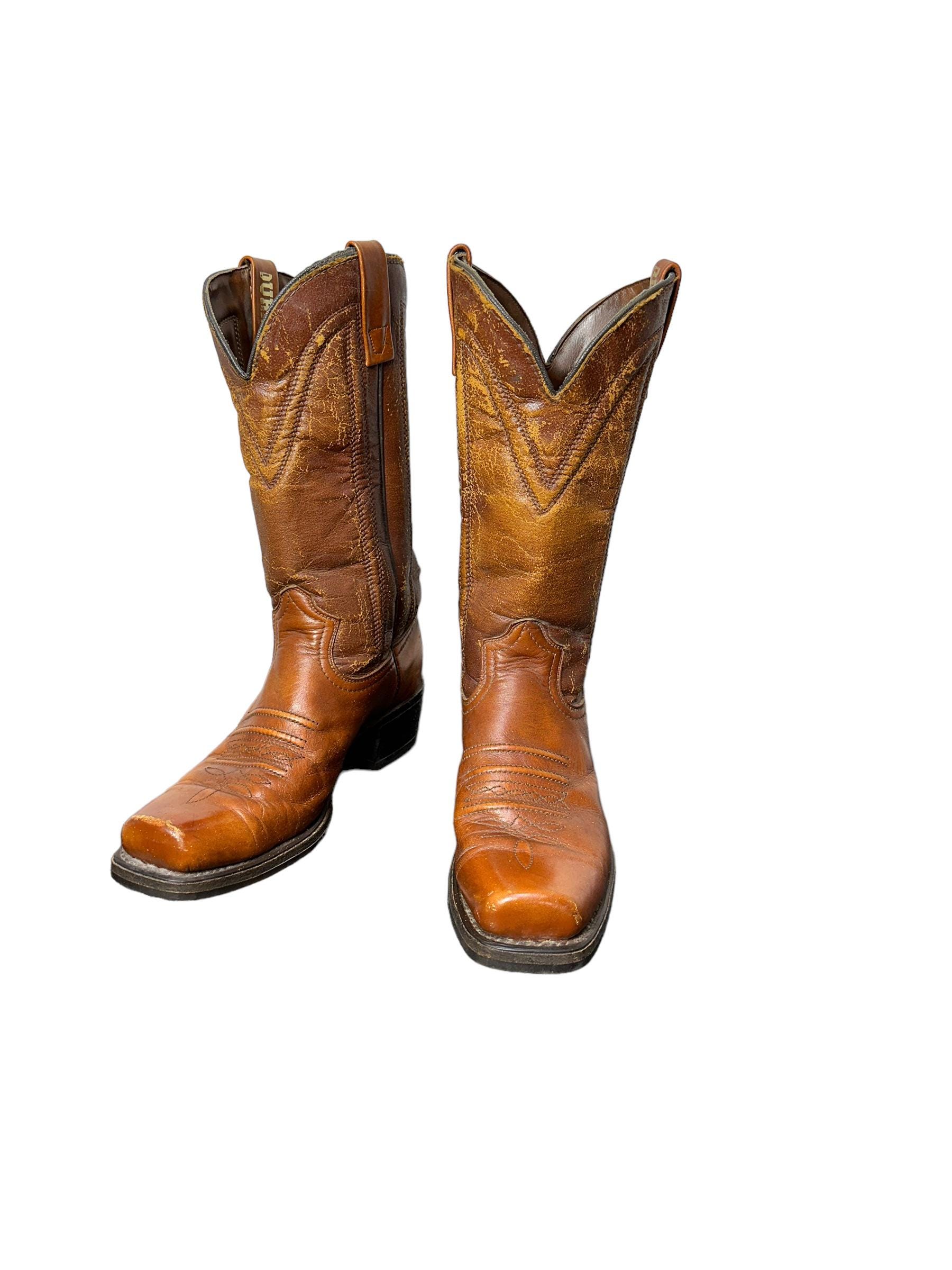 Vintage Durango West USA Mens Leather Square Toe Western Boots, 8.5. ddb0340 Men main image 2