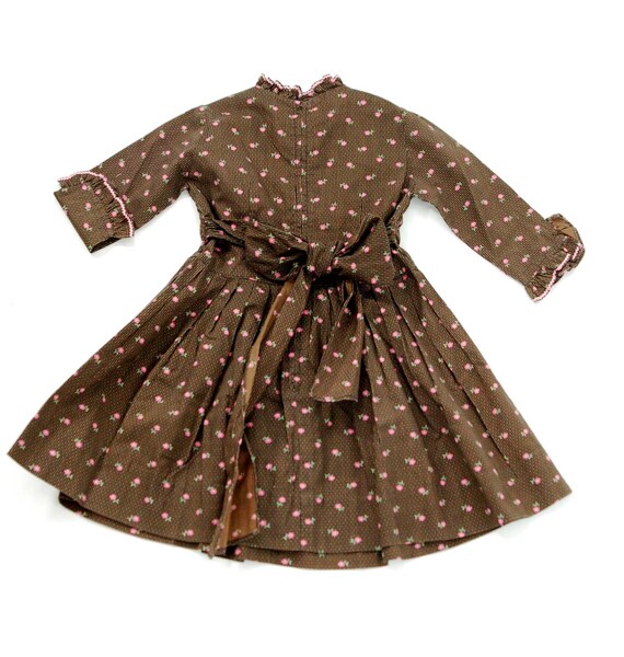 1970s girls calico dress brown pink floral pleate… - image 2