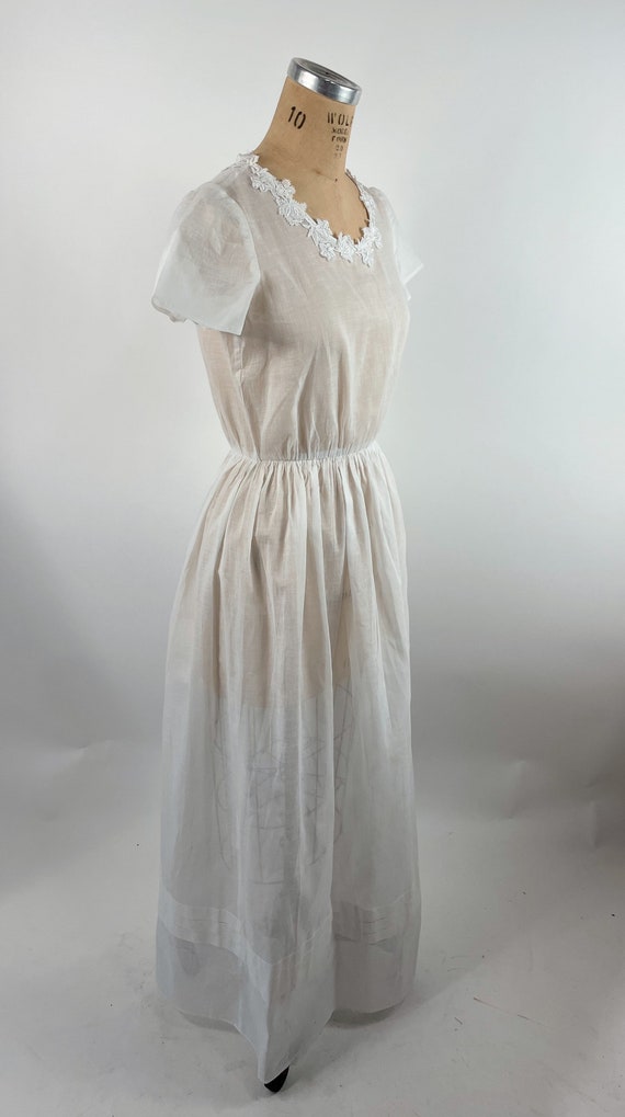 Vintage white semi sheer gown long dress simple s… - image 7