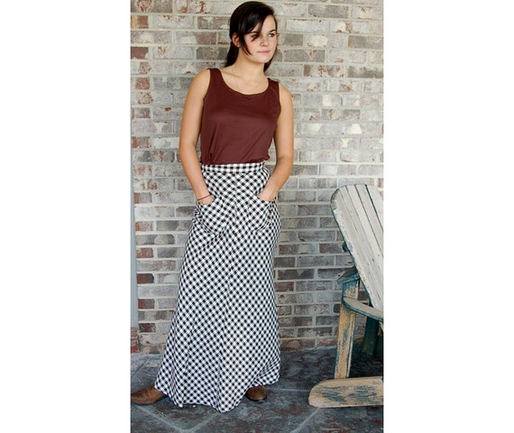 checkered maxi skirt
