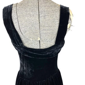 1930s silk velvet black dress and jacket rhinestone buttons Size S image 4