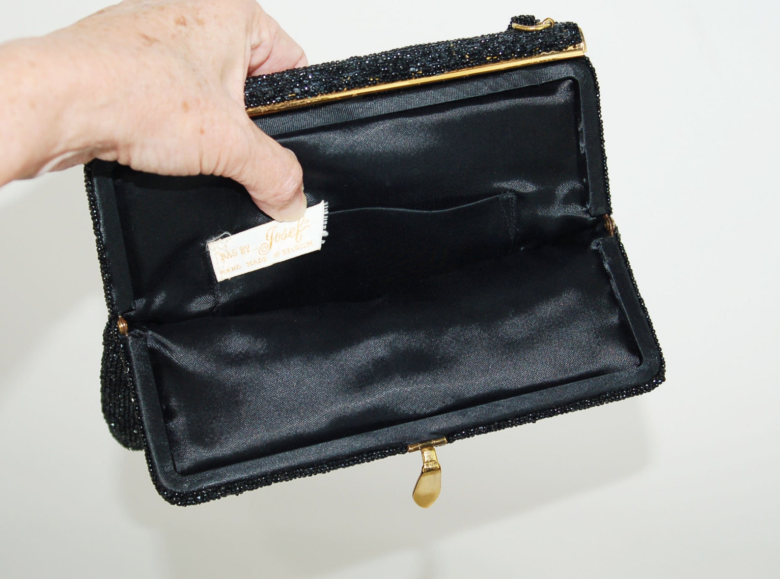 1950s Black Beaded Evening Bag by Josef Hand Made in Belgium Etsy