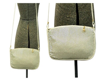 Whiting and Davis mesh bag bone color shoulder bag enamel mesh