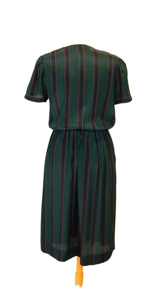 1980s secretary dress, striped dress, green pink,… - image 3