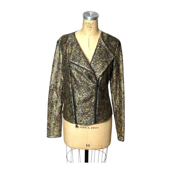 Metallic multicolored jacket with asymmetrical zi… - image 1