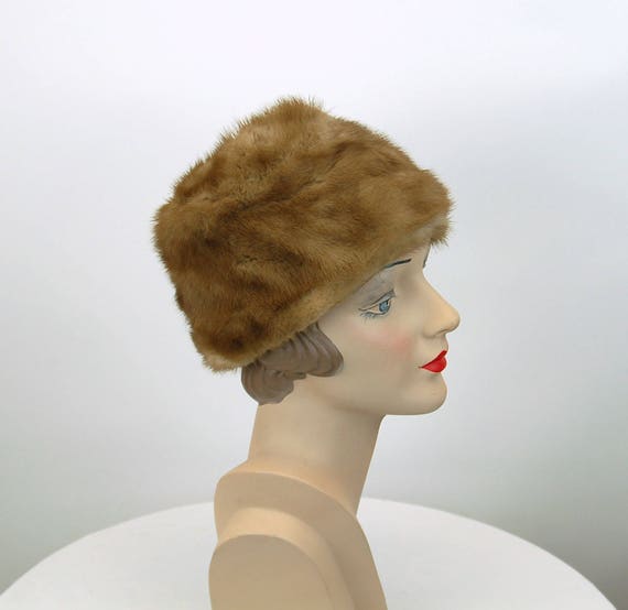 1960s mink hat medium brown blond winter fur hat … - image 8