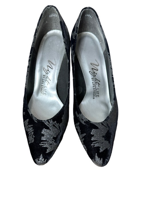 Glittery black velvet high heel pumps by Night Li… - image 5