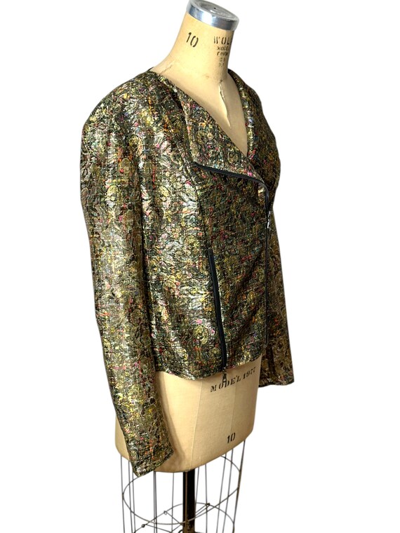 Metallic multicolored jacket with asymmetrical zi… - image 4