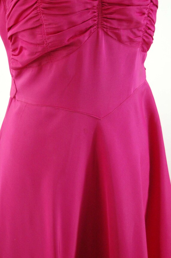 1940s gown bias cut fuchsia taffeta dress ruched … - image 5