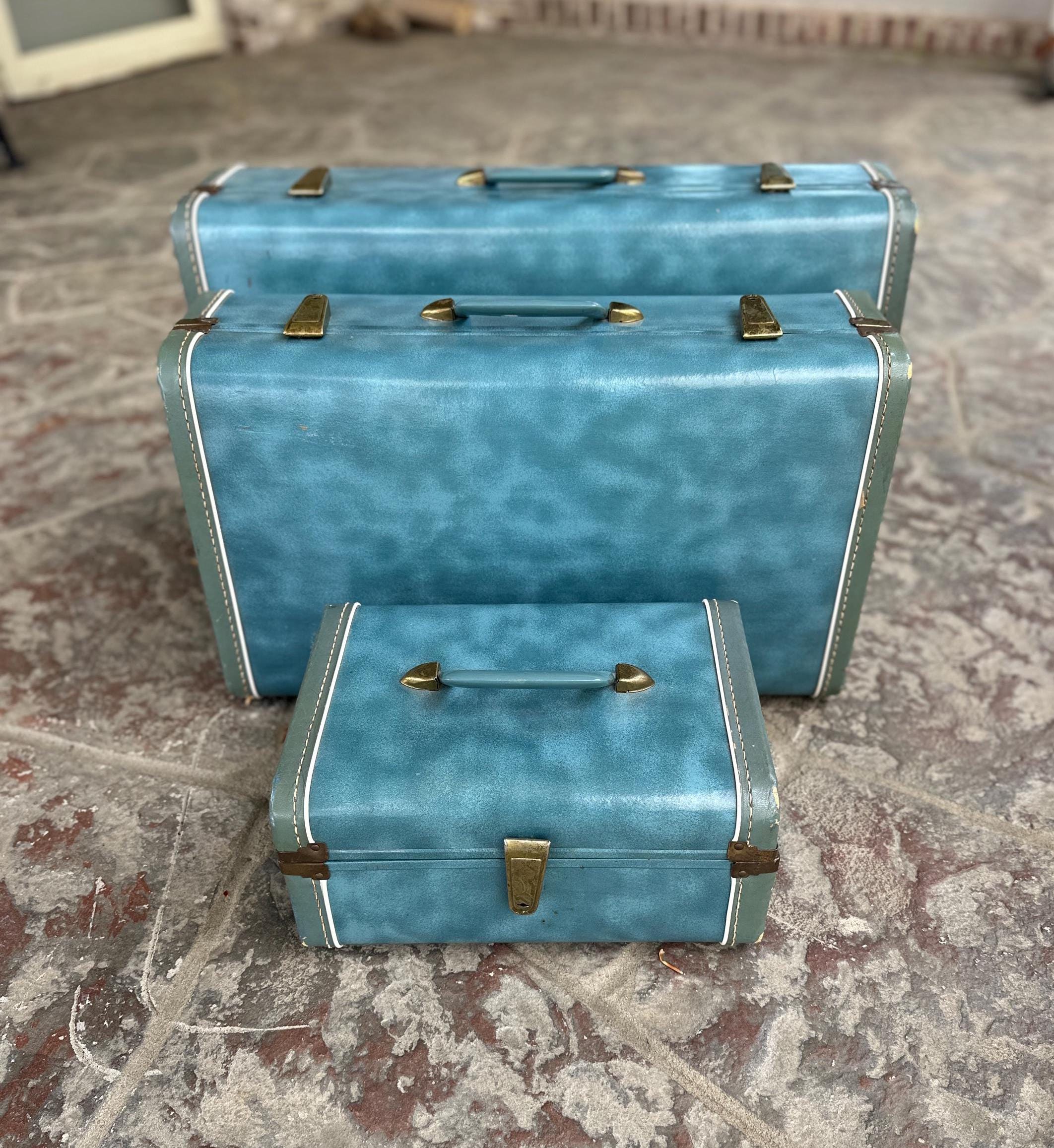レトロ　スーツケース　 カバン　ブルー系 Blue 1950s Suitcase - Etsy
