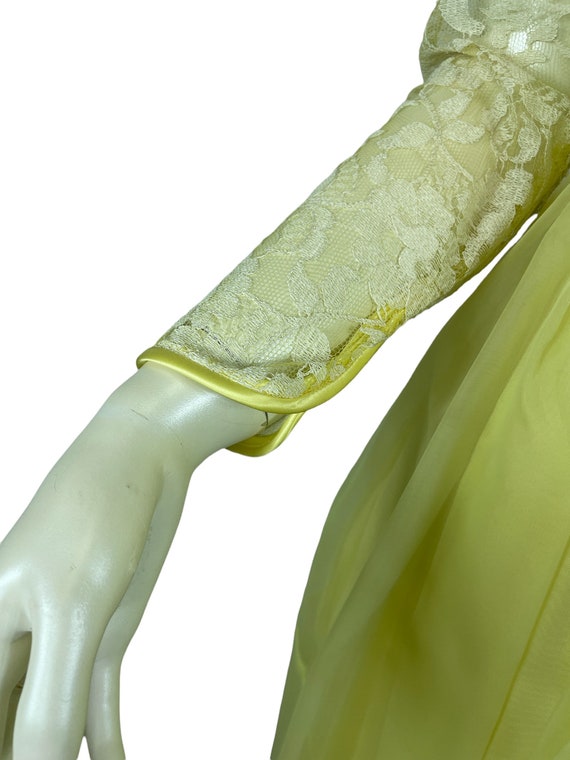 1960s yellow dress lace and chiffon bridesmaid pa… - image 7