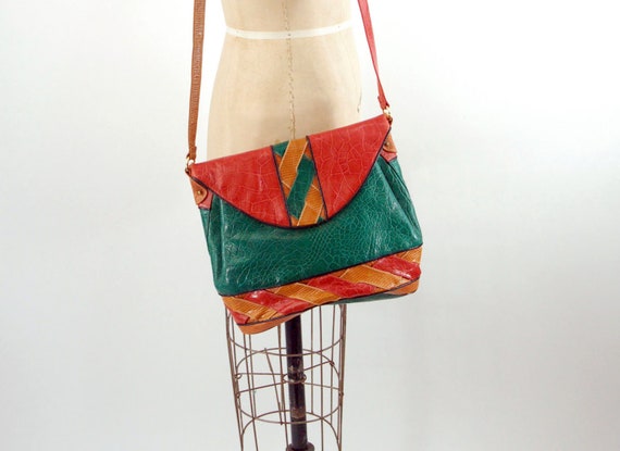 1980s leather patchwork bag shoulder bag by Sharf