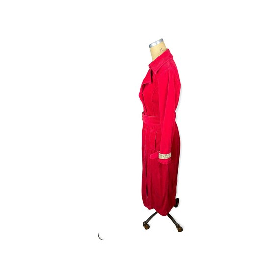 1990s red corduroy trench coat by Newport News Si… - image 3