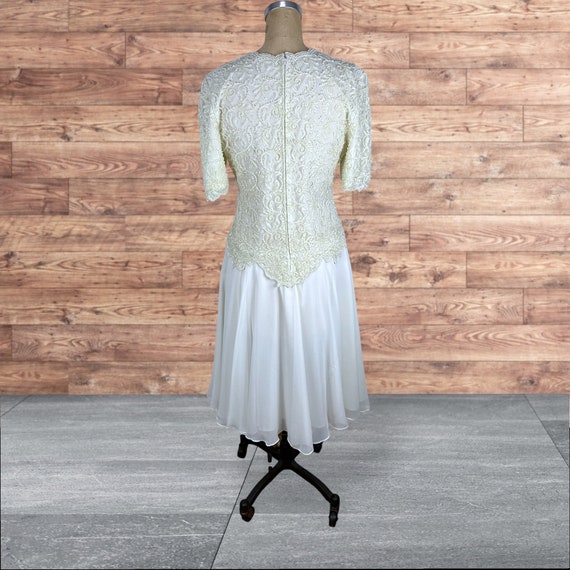 1990s beaded lace dress off-white bridal wedding … - image 2