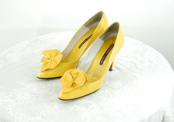 yellow flower heels