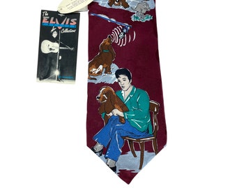 1993 Elvis Presley Collections silk necktie featuring Hound Dog NOS new old stock with tags