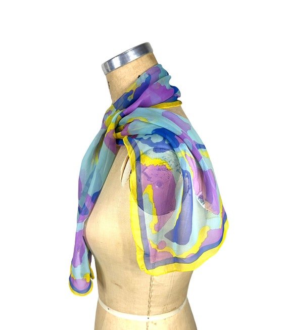 Vintage chiffon oblong scarf mod abstract by Sally