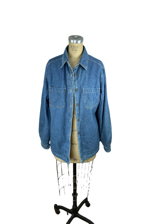 Woolrich denim jacket shirt fleece lined with qui… - image 2