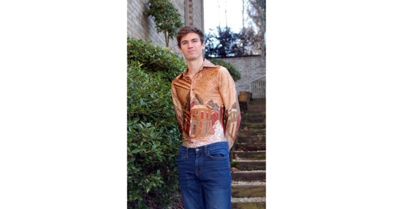 1970s silky shirt disco shirt novelty graphics bui