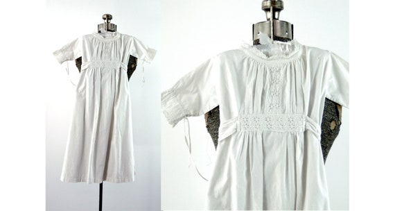 Edwardian christening gown white cotton baby infa… - image 1