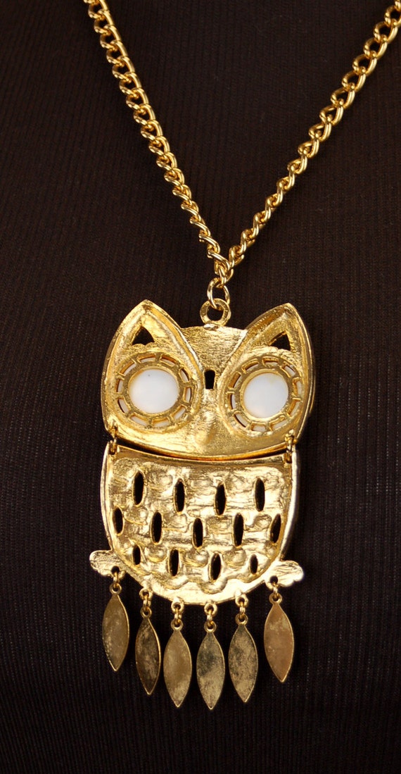 Owl necklace, Owl pendant, gold owl necklace, art… - image 3