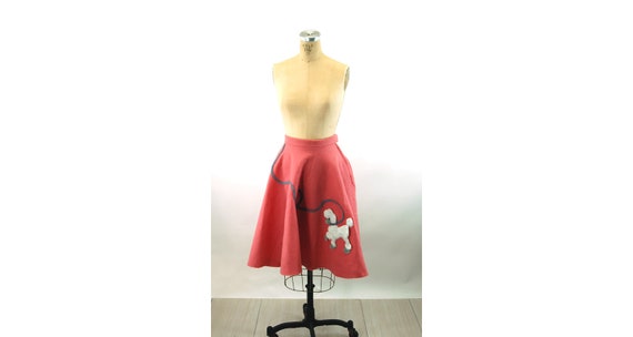 1950s poodle skirt pink white novelty circle skirt