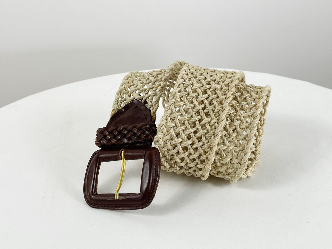 Vintage Rope Belt Braided Natural Color With Leather Buckle Etsy