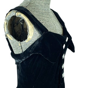 1930s silk velvet black dress and jacket rhinestone buttons Size S image 2