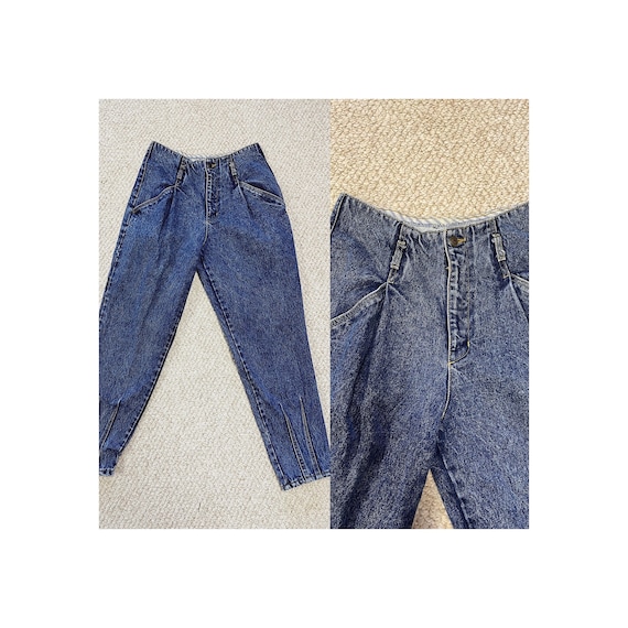 1990s High Waist Pleated Acid Washed 
