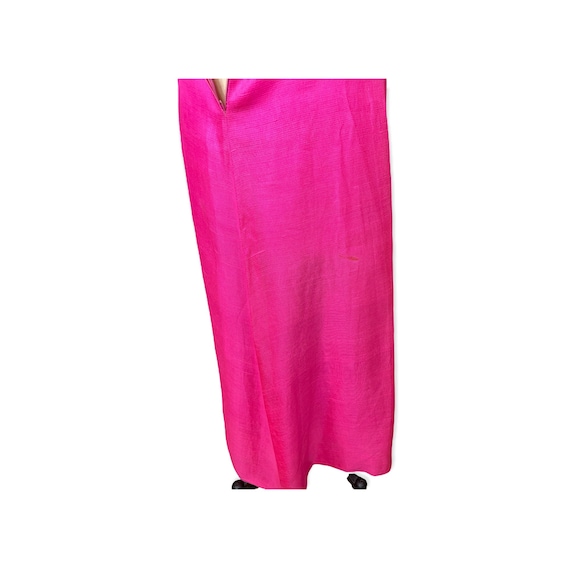 1960s beaded hot pink maxi dress empire waist Siz… - image 6