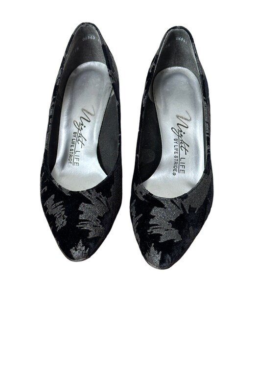 Glittery black velvet high heel pumps by Night Li… - image 2